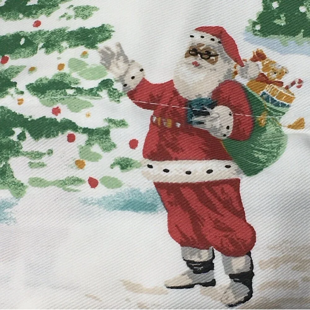 Martha Stewart Christmas Santa Claus Snowman Shower Curtain Sleigh Woods Holiday
